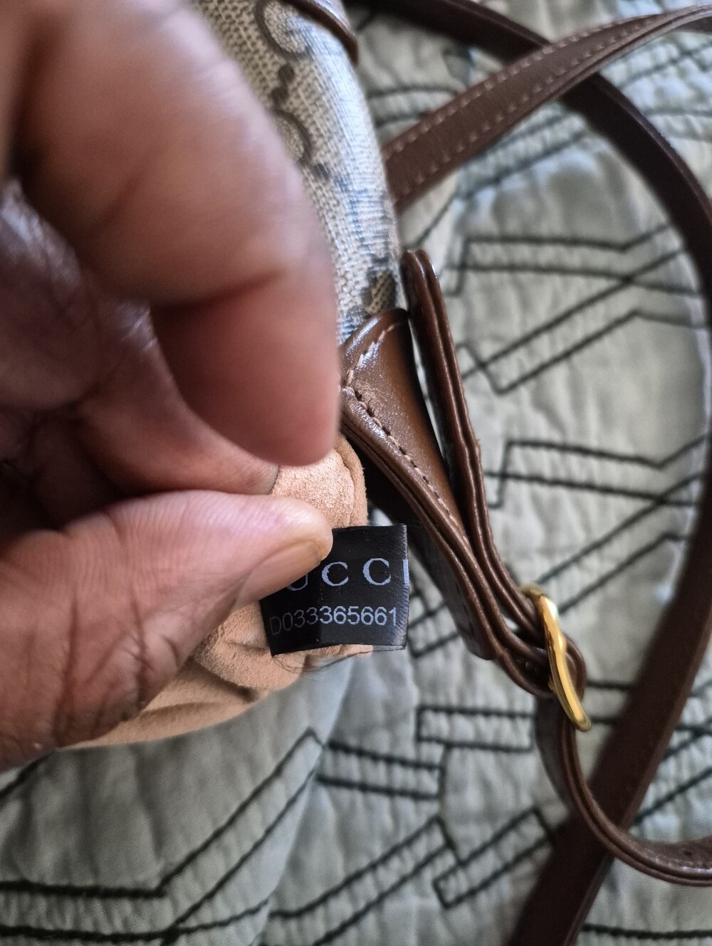 Gucci Beige GG Canvas Crossbody with Brown Leather and Green-Red Web - Picture 6 of 6